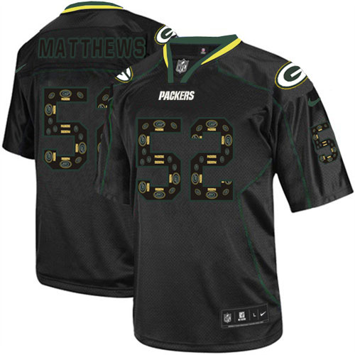 Men's Elite Clay Matthews Nike Jersey New Lights Out Black - #52 NFL Green Bay Packers